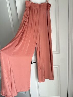 Zara Wide-Leg Paperbag Waist Pants - Coral